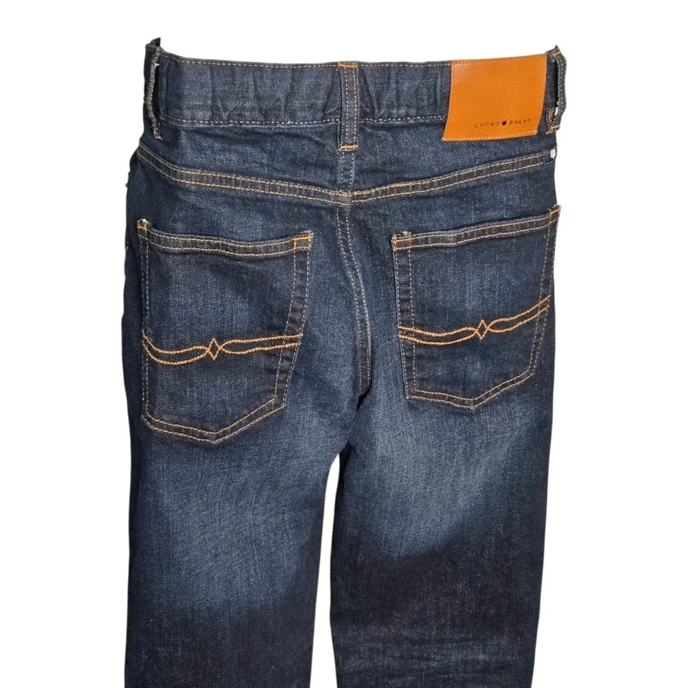 Lucky Brand Boys Classic Straight Jeans Size 14‎ Adjustable Waist Dark Wash